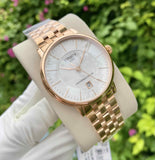 Tissot T Classic Carson Premium Automatic White Dial Rose Gold Steel Strap Watch for Men - T122.407.33.031.00 Buy Now By Tissot