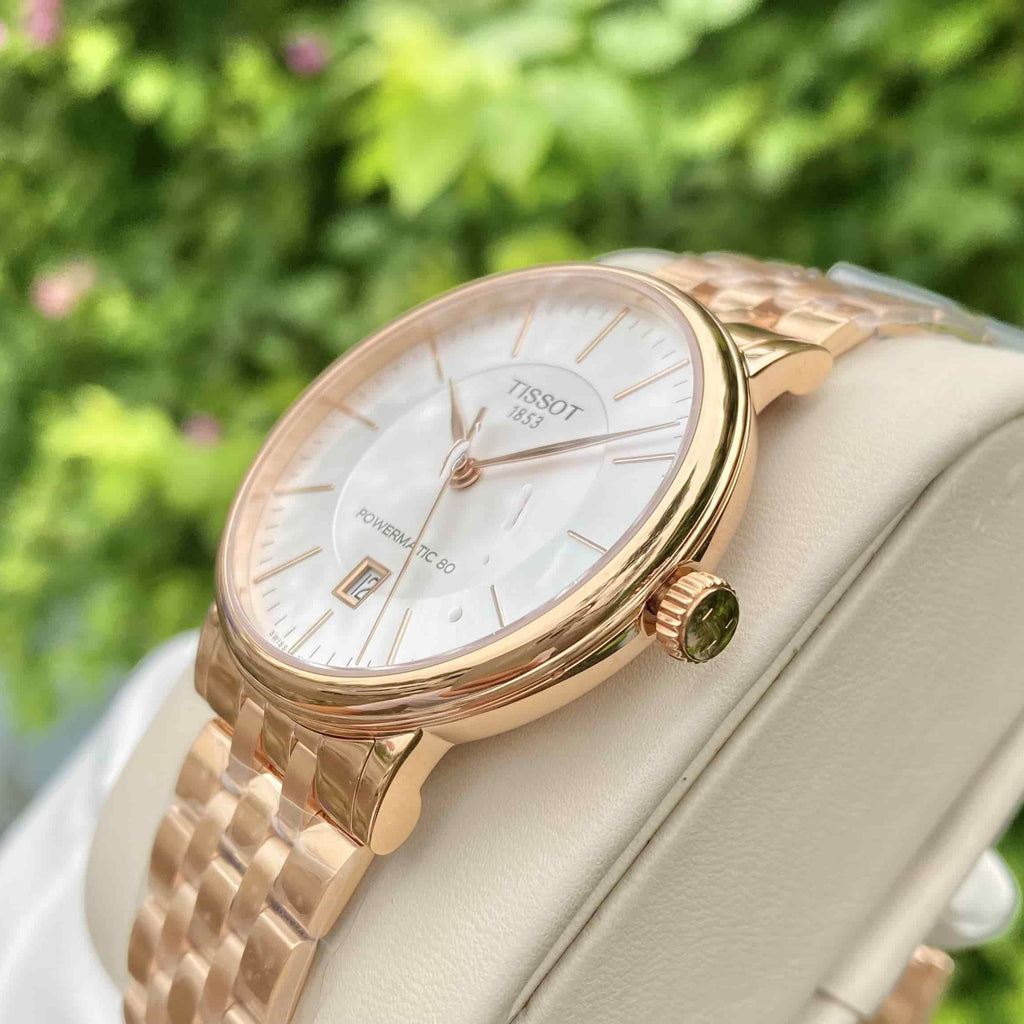 Tissot T Classic Carson Premium Automatic White Dial Rose Gold Steel Strap Watch for Men - T122.407.33.031.00 Buy Now By Tissot