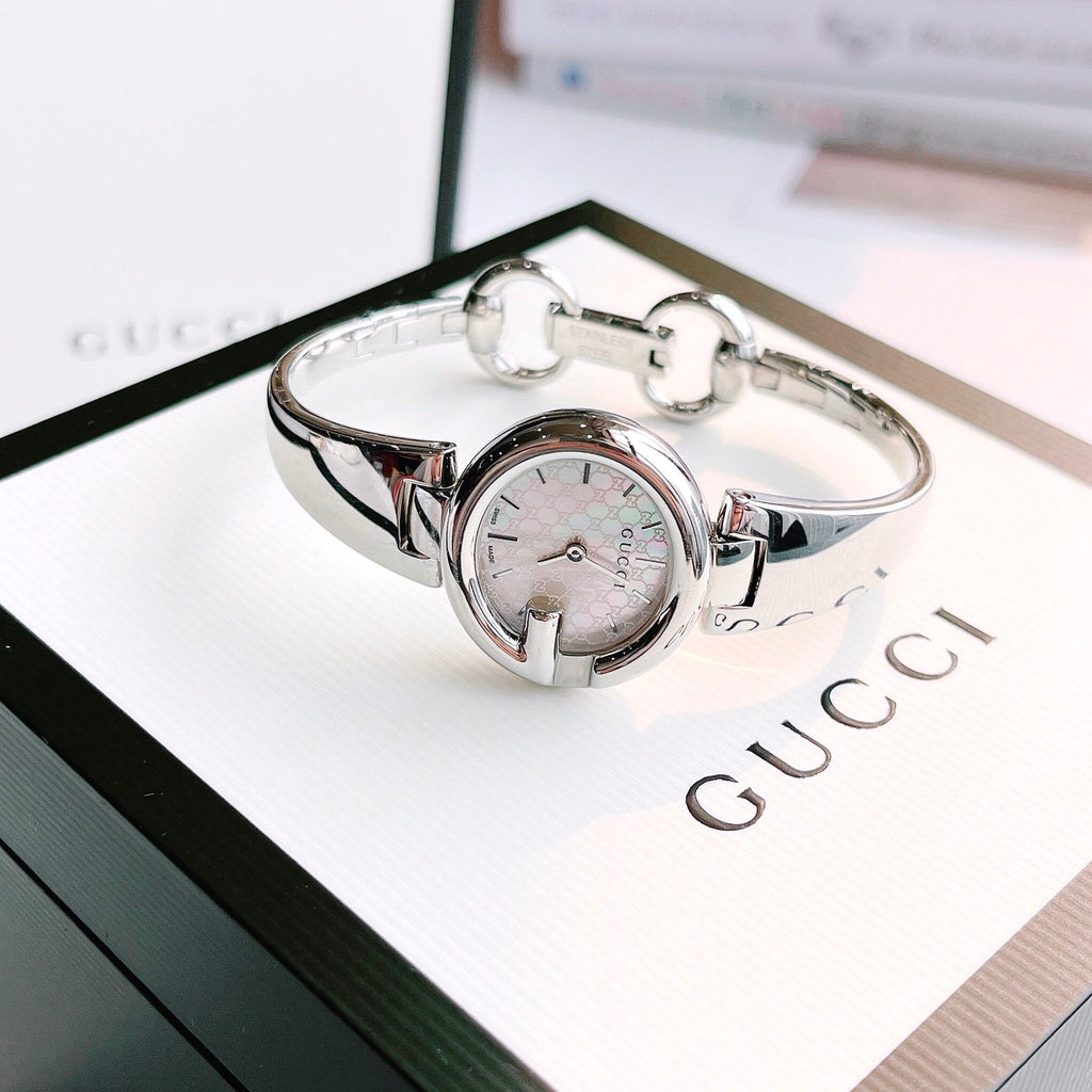 Gucci Guccissima Diamonds Mother of Pearl Dial Silver Steel Strap Watch For Women - YA134303 Buy Now By Gucci