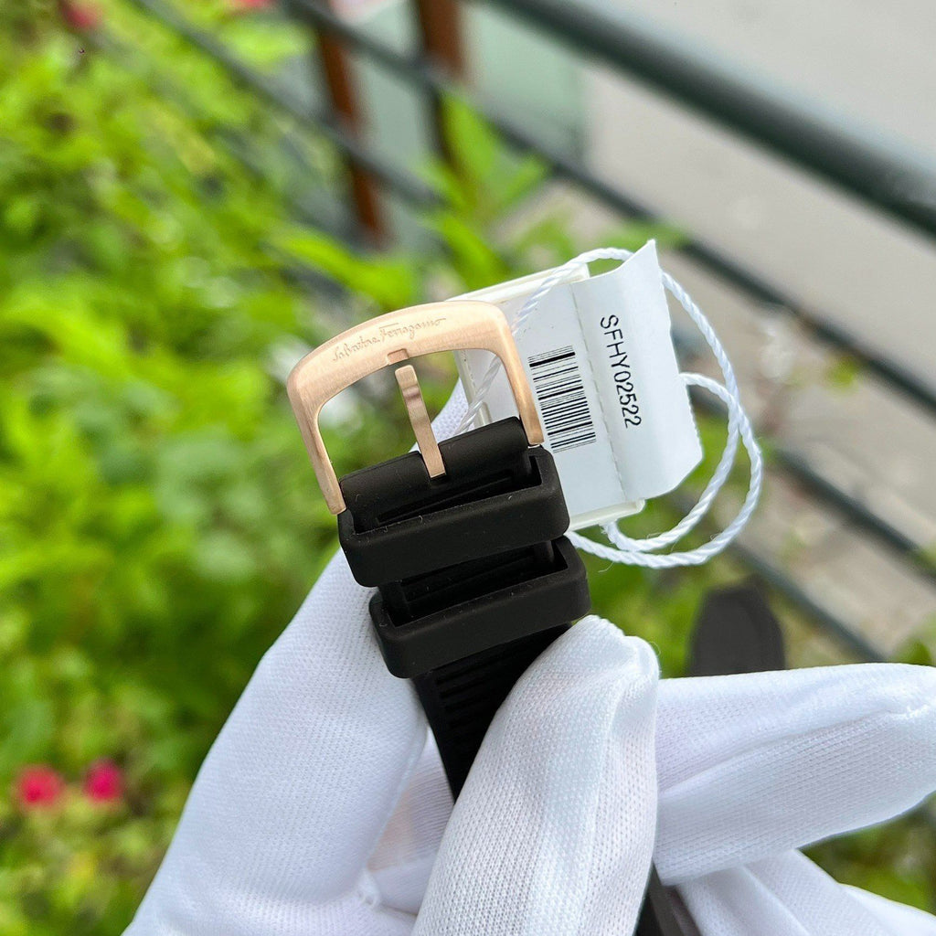 Salvatore Ferragamo F-80 Classic Black Dial Black Rubber Strap Watch for Men - SFHY02522 Buy Now By Salvatore Ferragamo