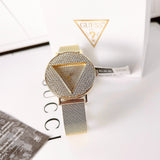 Guess Iconic Diamonds Gold Dial Gold Mesh Bracelet Watch For Women - GW0477L2 Buy Now By Guess