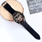 Guess Phoenix Multifunction Black Dial Black Silicone Strap Watch For Men - GW0203G8 Buy Now By Guess