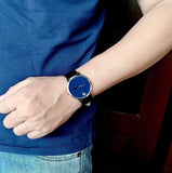 Movado Museum Classic Blue Dial Black Leather Strap Watch for Men - 0607197 Buy Now By Movado