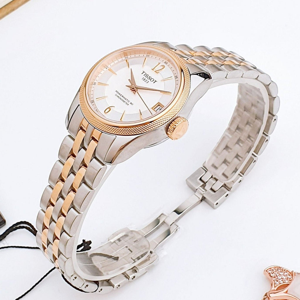 Tissot Ballade Powermatic 80 Cosc Mother of Pearl Dial Two Tone Steel Strap Watch For Women - T108.208.22.117.01 Buy Now By Tissot