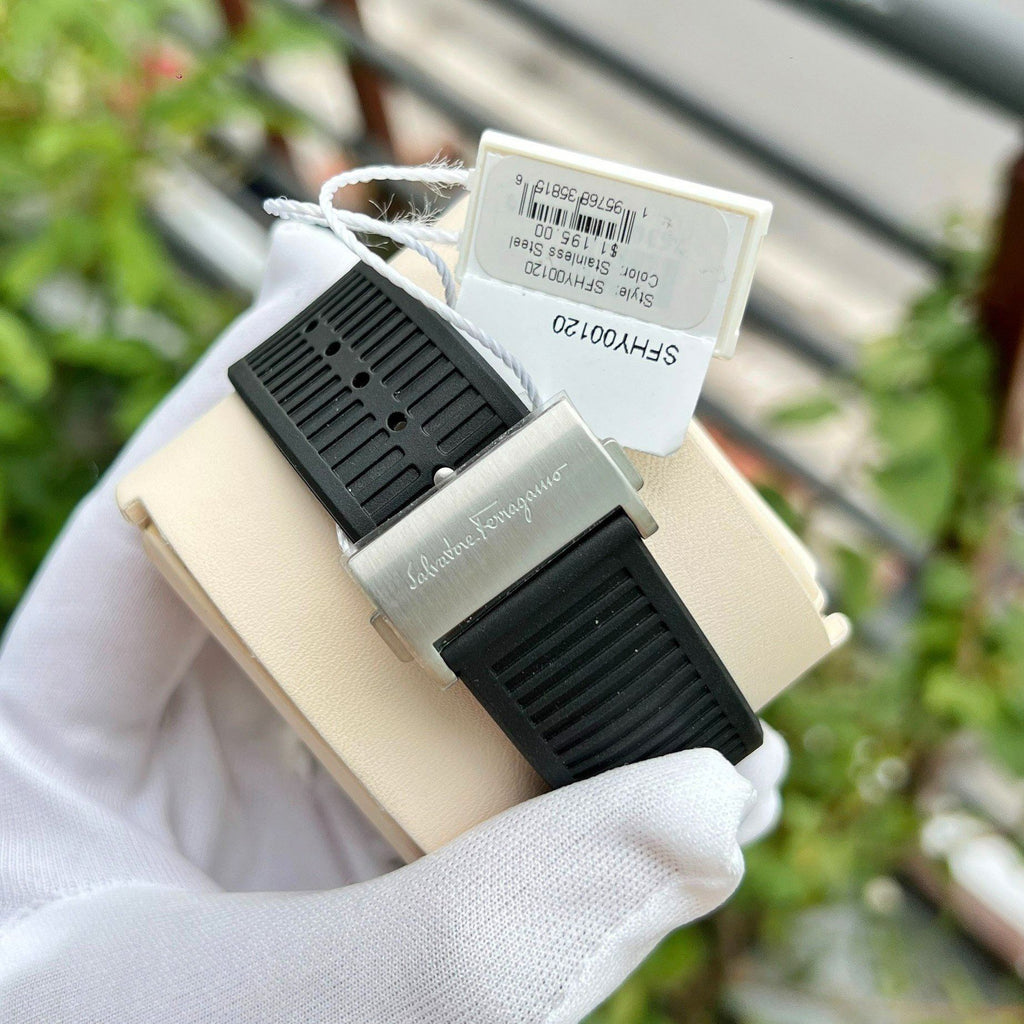 Salvatore Ferragamo F-80 Black Dial Black Rubber Strap Watch For Men - SFHY00120 Buy Now By Salvatore Ferragamo