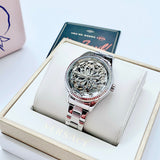 Fossil Rye Automatic Skeleton Silver Dial Silver Steel Strap Watch for Women - BQ3753 Buy Now By Fossil