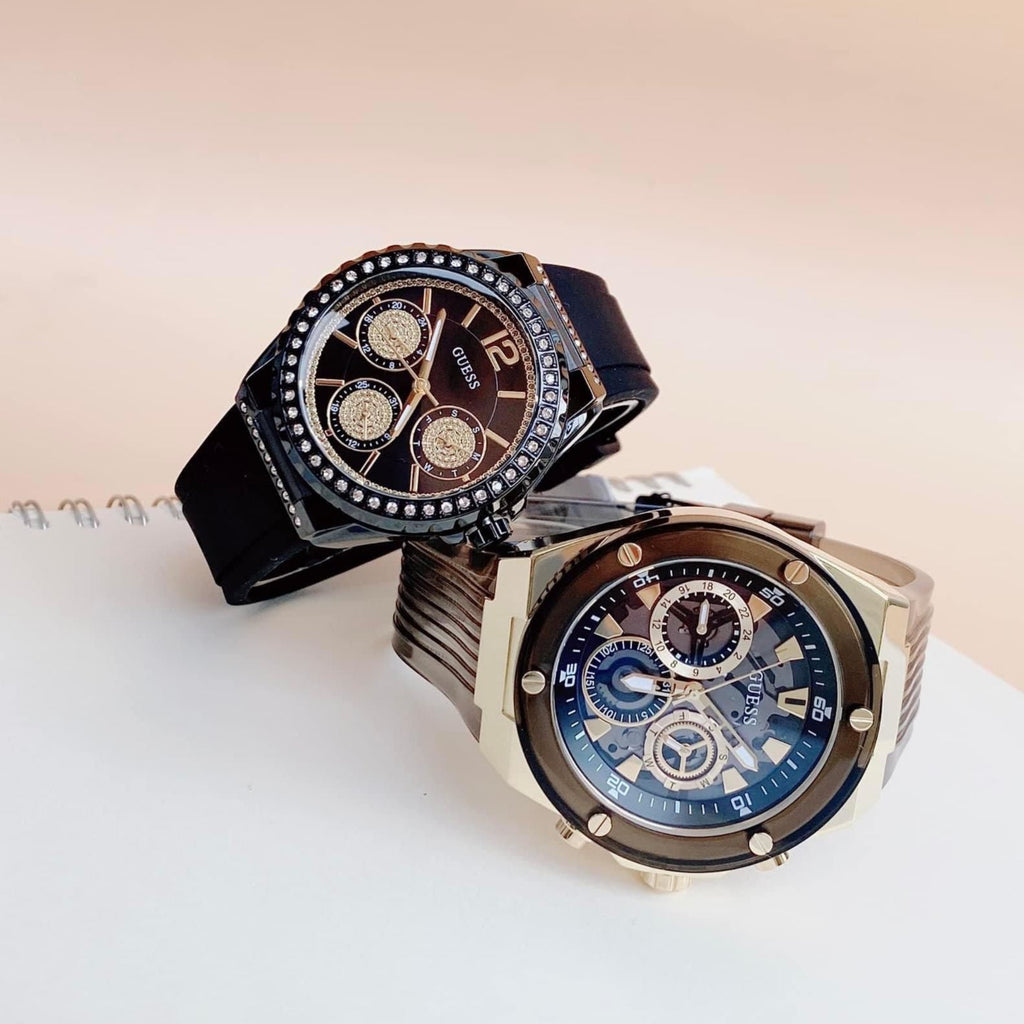 Guess Poseidon Chronograph Black Dial Black Silicone Strap Watch For Men - GW0425G1 Buy Now By Guess