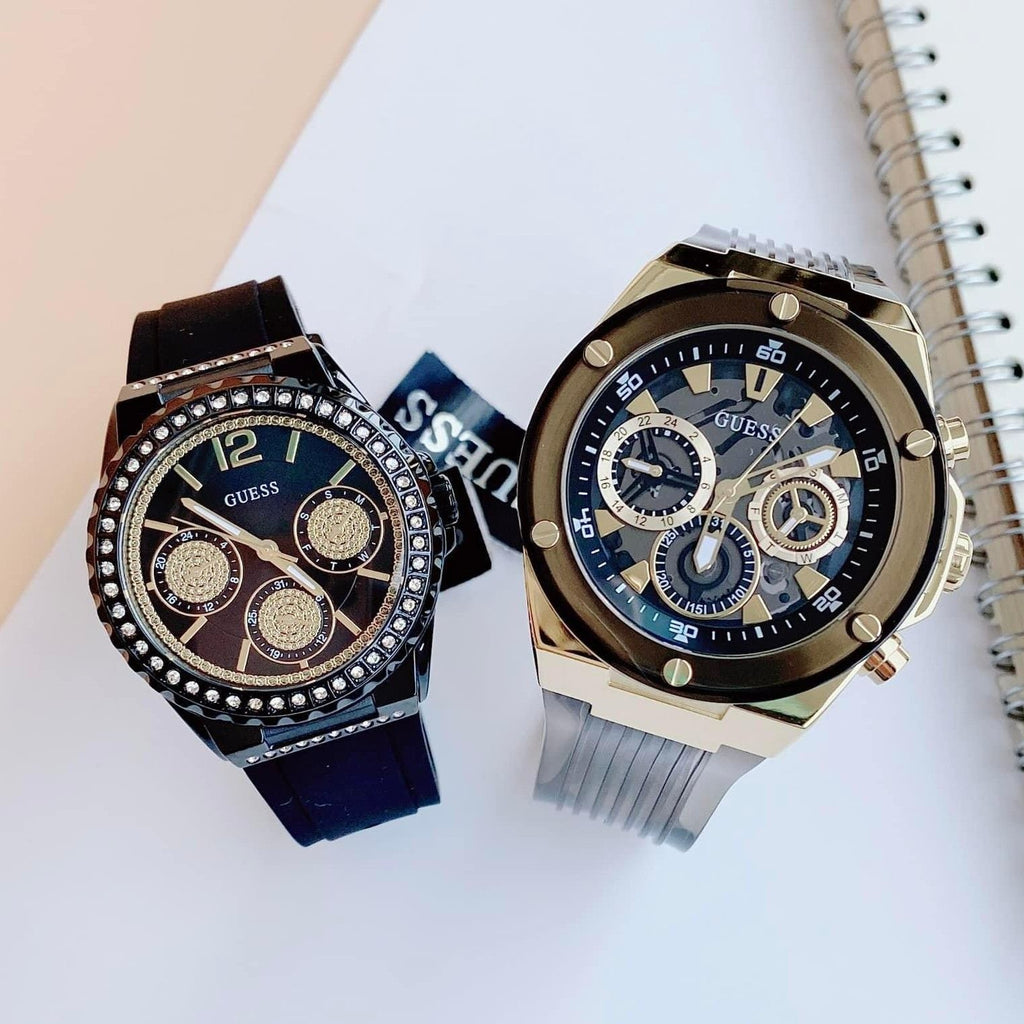 Guess Poseidon Chronograph Black Dial Black Silicone Strap Watch For Men - GW0425G1 Buy Now By Guess