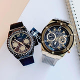 Guess Poseidon Chronograph Black Dial Black Silicone Strap Watch For Men - GW0425G1 Buy Now By Guess