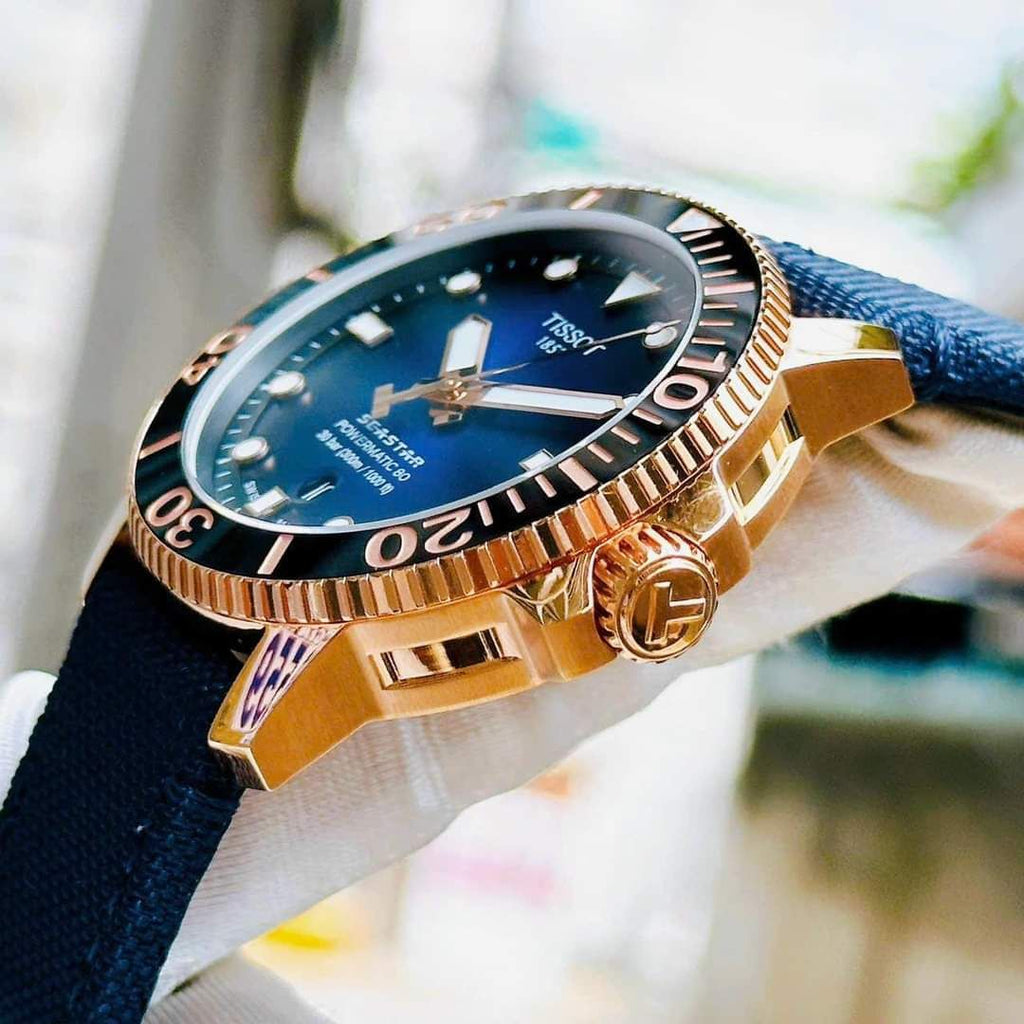 Tissot Seastar 1000 Powermatic 80 Blue Dial Blue Nylon Strap Watch for Men - T120.407.37.041.00 Buy Now By Tissot