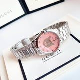 Gucci G Timeless Quartz Mother of Pearl Pink Dial Silver Steel Strap Watch for Women - YA1264166 Buy Now By Gucci
