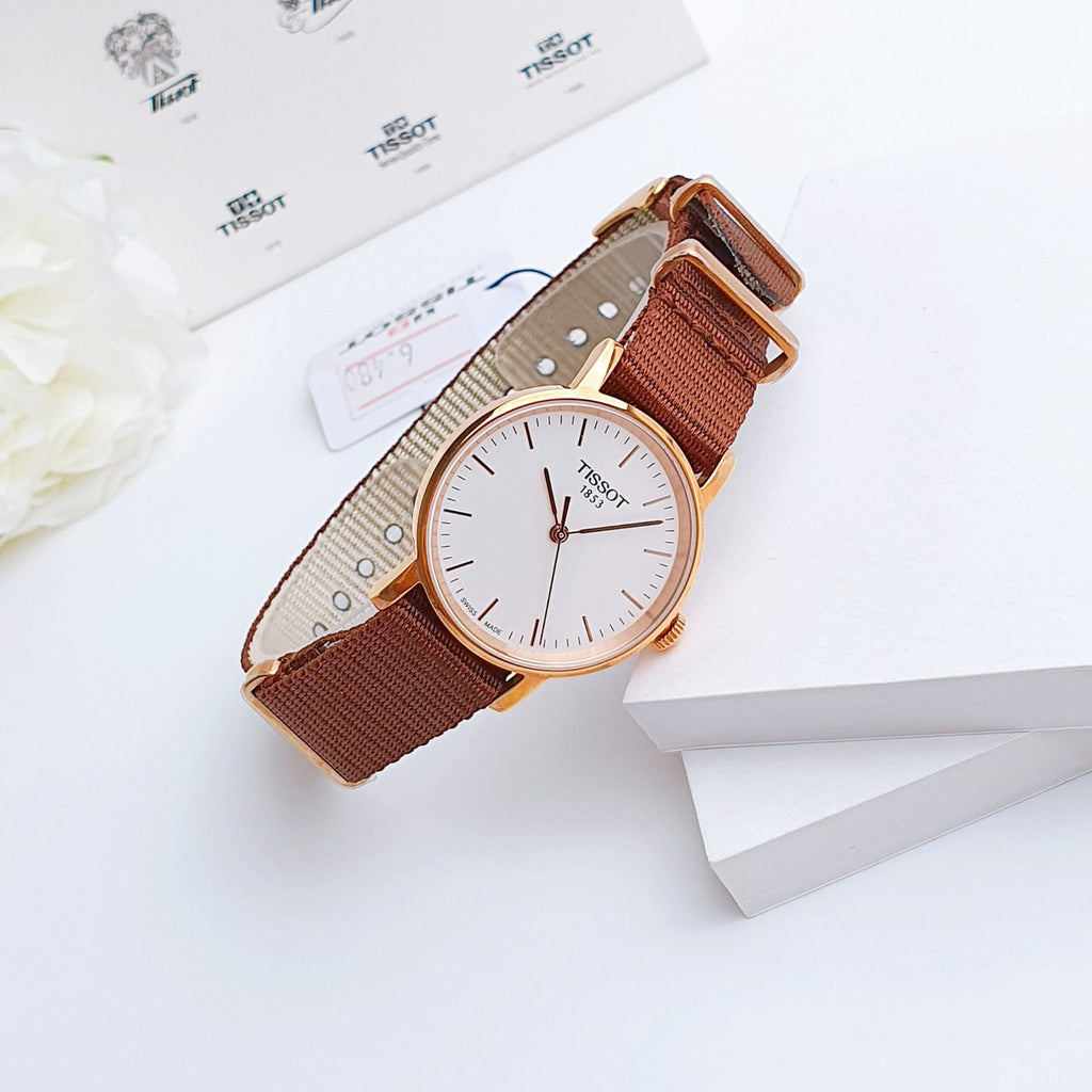 Tissot Everytime Desire White Dial Maroon NATO Strap Watch for Women - T109.210.37.031.00 Buy Now By Tissot