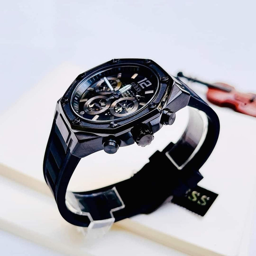 Guess Momentum Black Dial Black Rubber Strap Watch for Men - GW0263G4 Buy Now By Guess