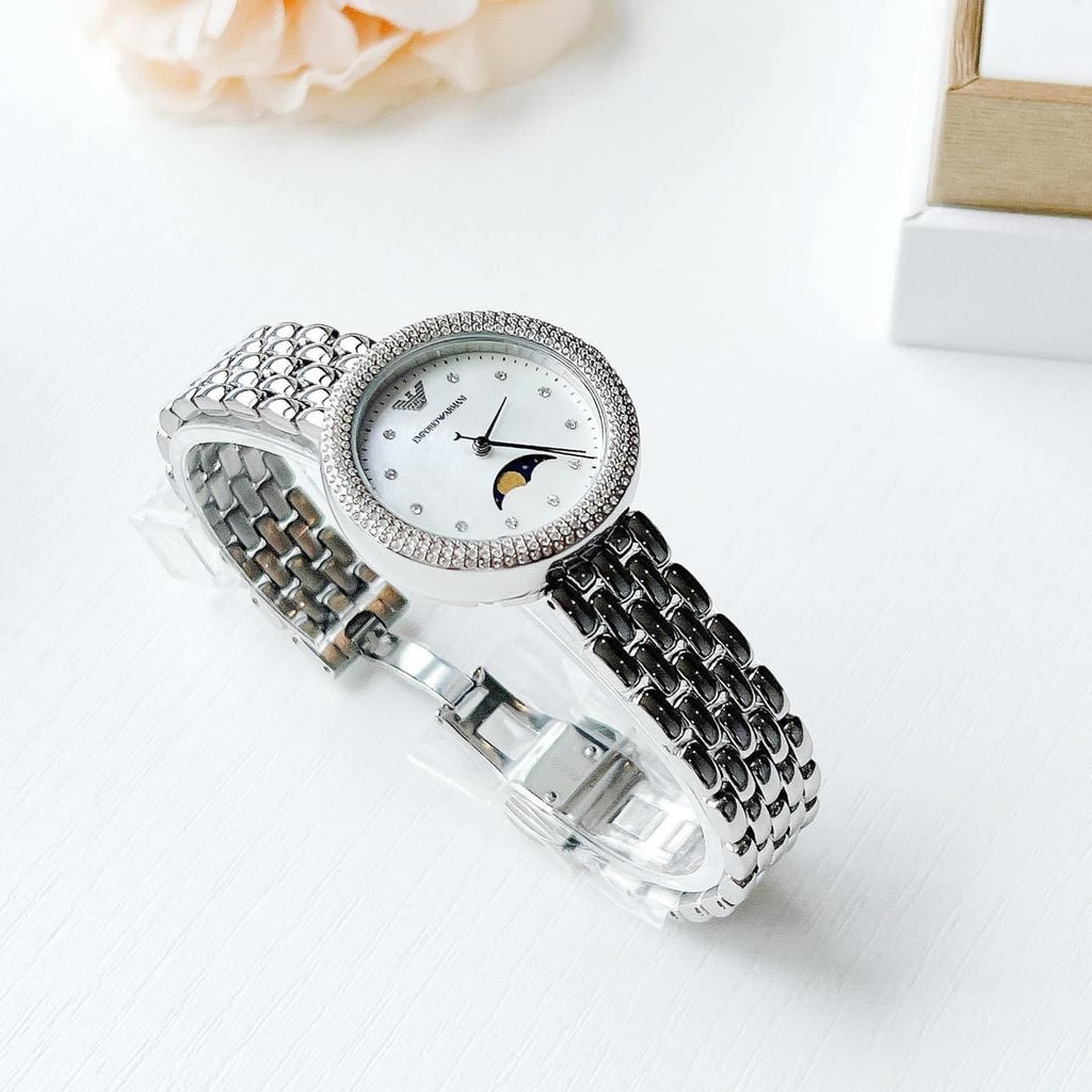 Emporio Armani Rosa Quartz Mother of Pearl Dial Silver Steel Strap Watch For Women - AR11461 Buy Now By Emporio Armani