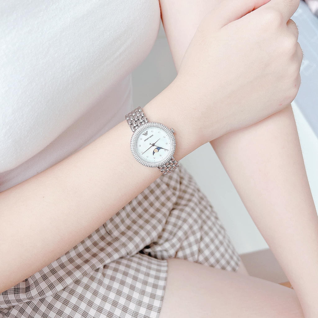 Emporio Armani Rosa Quartz Mother of Pearl Dial Silver Steel Strap Watch For Women - AR11461 Buy Now By Emporio Armani