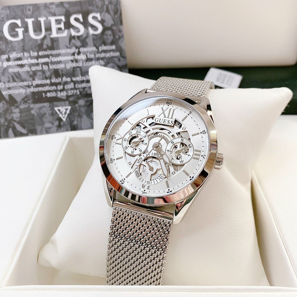 Guess Tailor Multifunction Silver Dial Silver Mesh Bracelet Watch for Men - GW0368G1 Buy Now By Guess