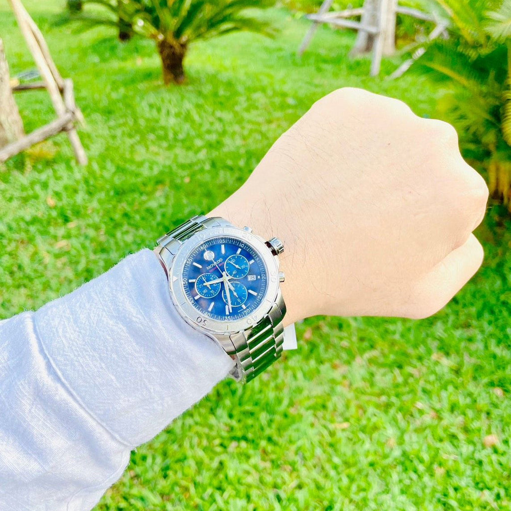 Movado Series 800 Blue Dial Silver Steel Strap Watch for Men - 2600151 Buy Now By Movado