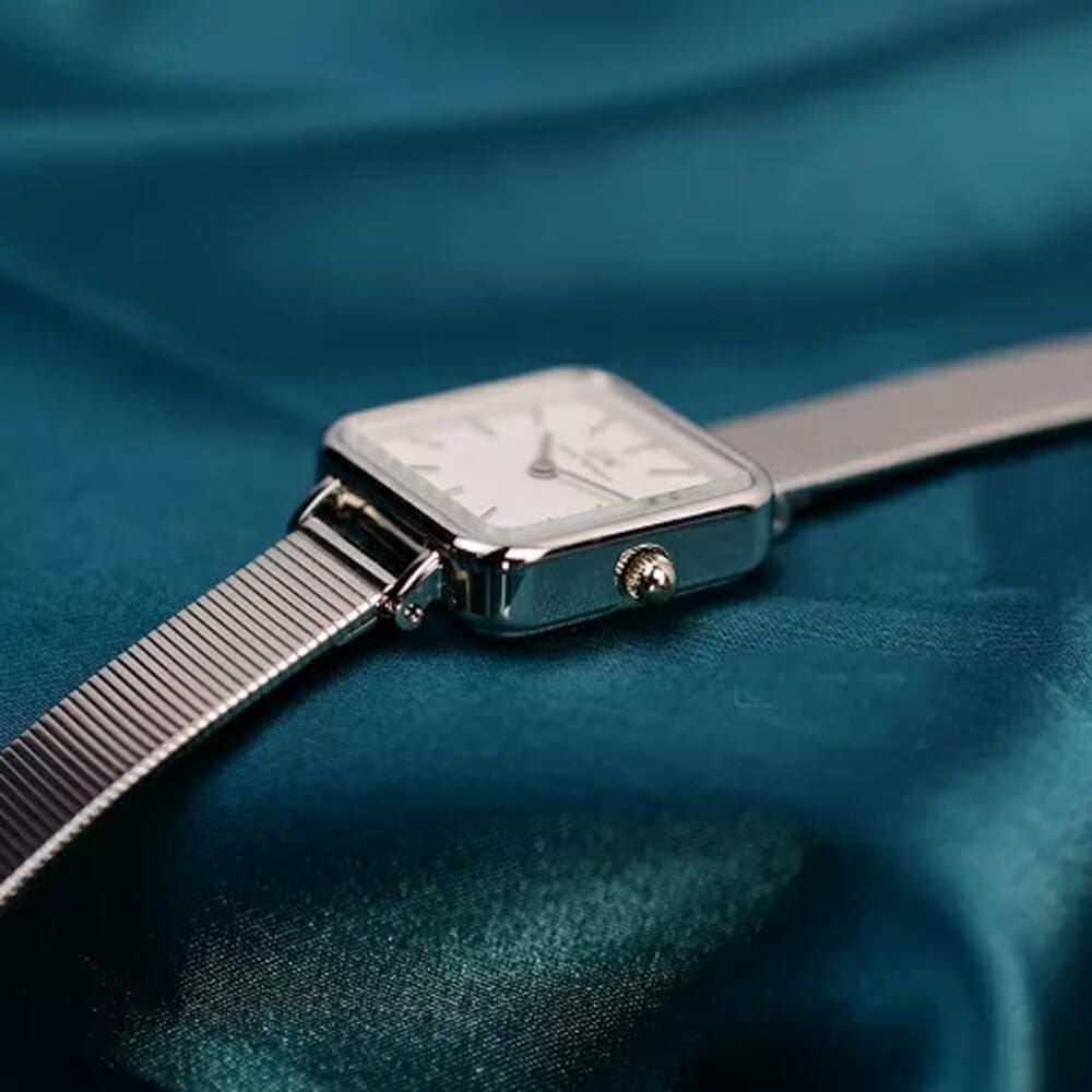 Daniel Wellington Quadro Studio White Dial Silver Mesh Bracelet Watch For Women - DW00100521 Buy Now By Daniel Wellington