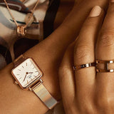 Daniel Wellington Quadro Studio White Dial Rose Gold Mesh Strap Watch For Women - DW00100517 Buy Now By Daniel Wellington