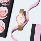 Daniel Wellington Petite Melrose Mother of Pearl Pink Dial Pink Mesh Strap Watch For Women - DW00100513 Buy Now By Daniel Wellington