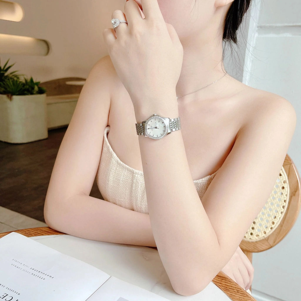 Gucci G Timeless Diamonds Mother of Pearl Dial Silver Steel Strap Watch For Women - YA126506 Buy Now By Gucci