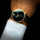 Movado Museum Classic Black Dial Black Leather Strap Watch for Men - 0607196 Buy Now By Movado