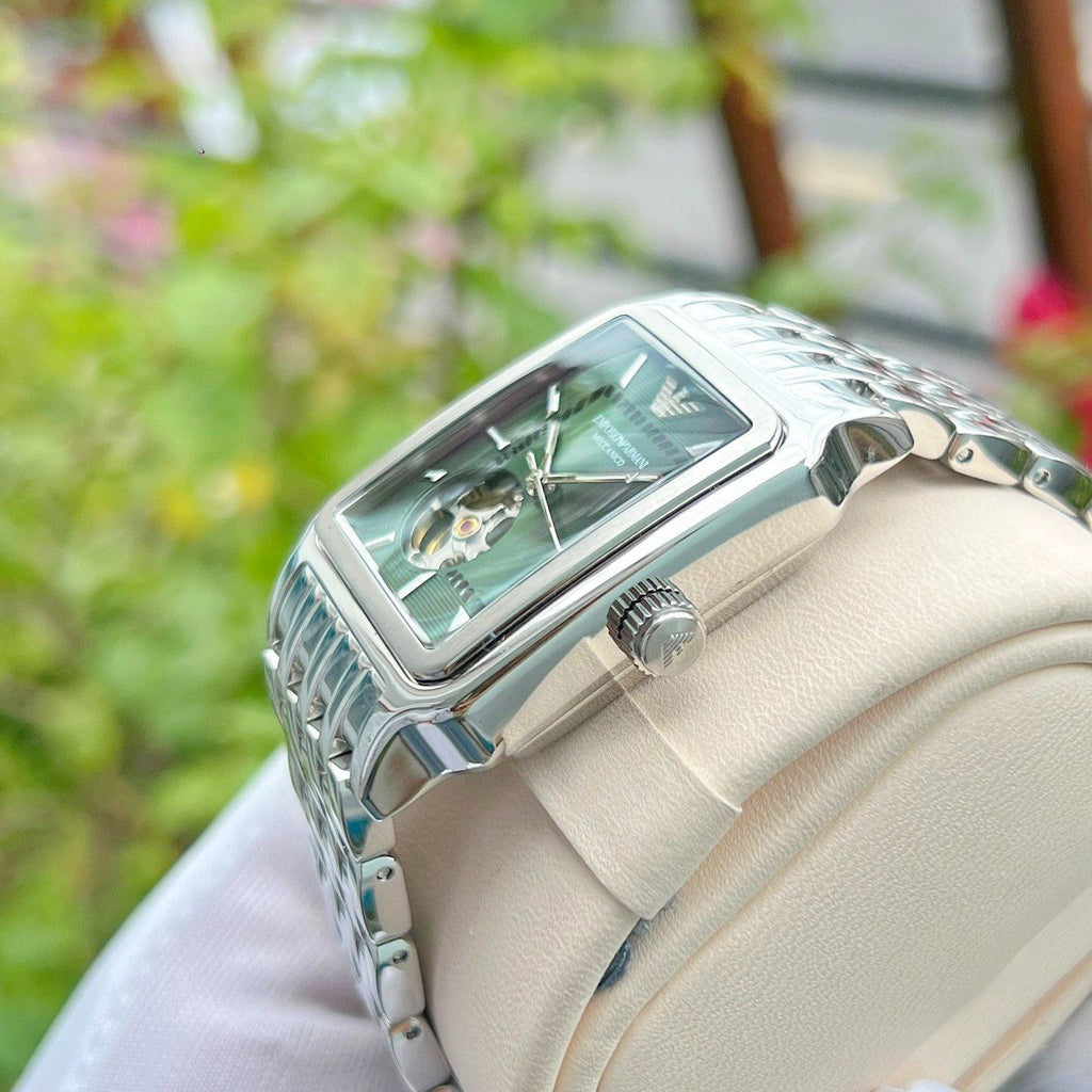 Emporio Armani Meccanico Automatic Green Dial Silver Steel Strap Watch For Men - AR60067 Buy Now By Emporio Armani