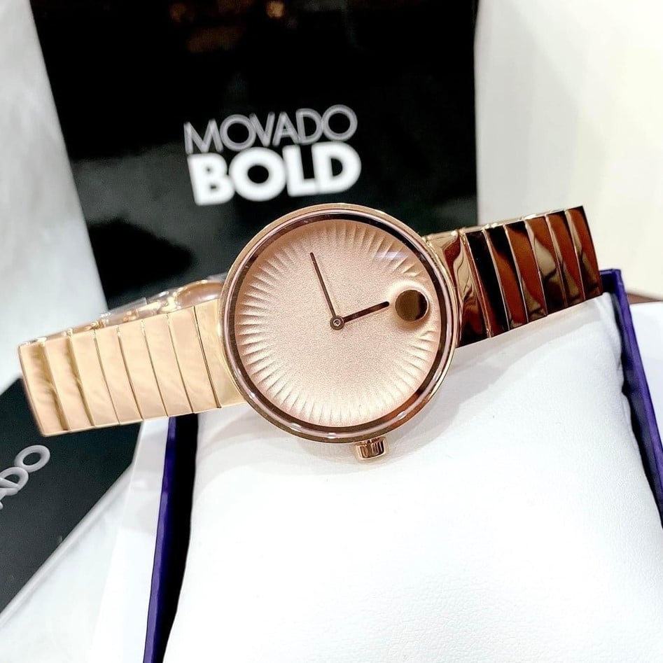 Movado Edge Rose Gold Dial Rose Gold Steel Strap Watch for Women - 3680013 Buy Now By Movado