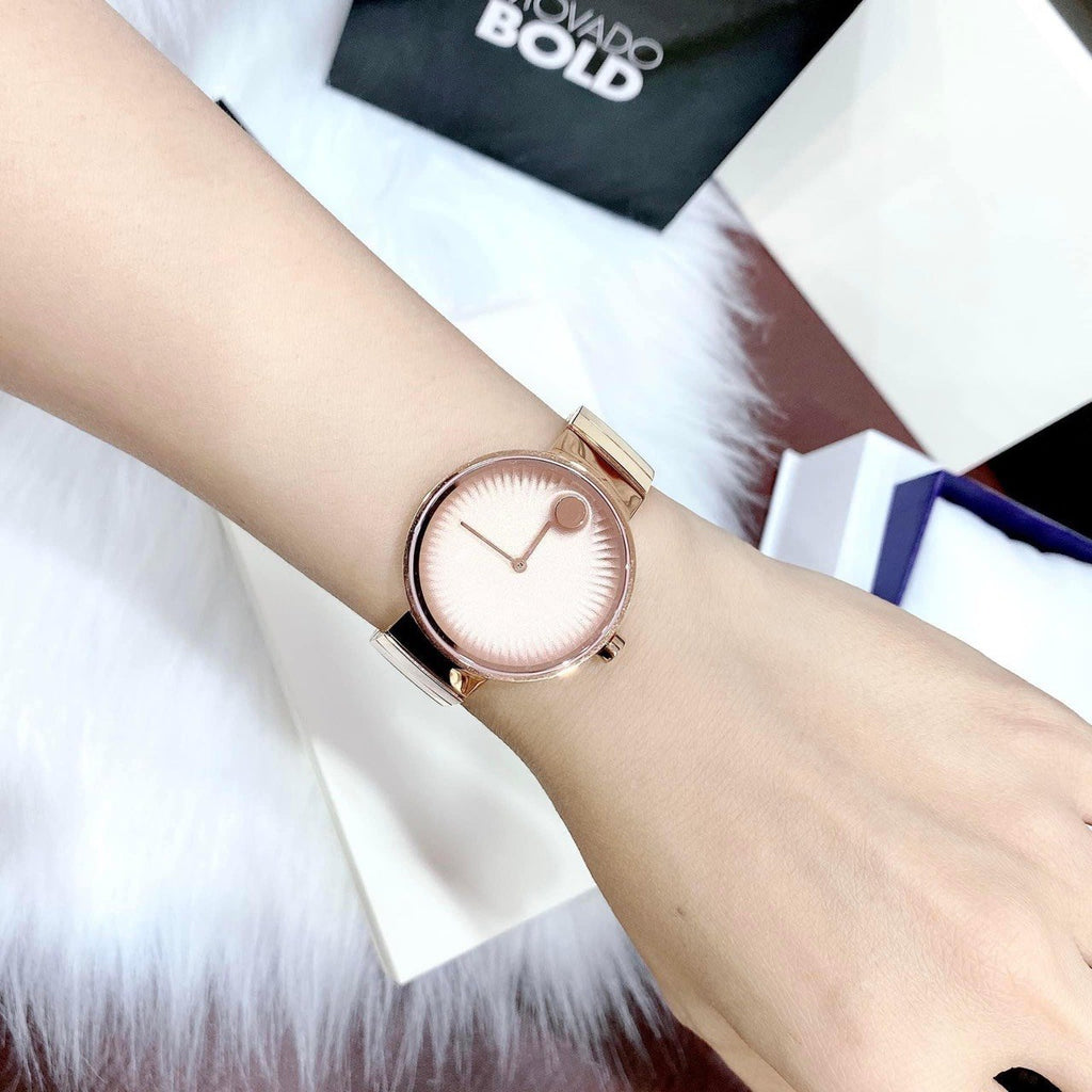 Movado Edge Rose Gold Dial Rose Gold Steel Strap Watch for Women - 3680013 Buy Now By Movado