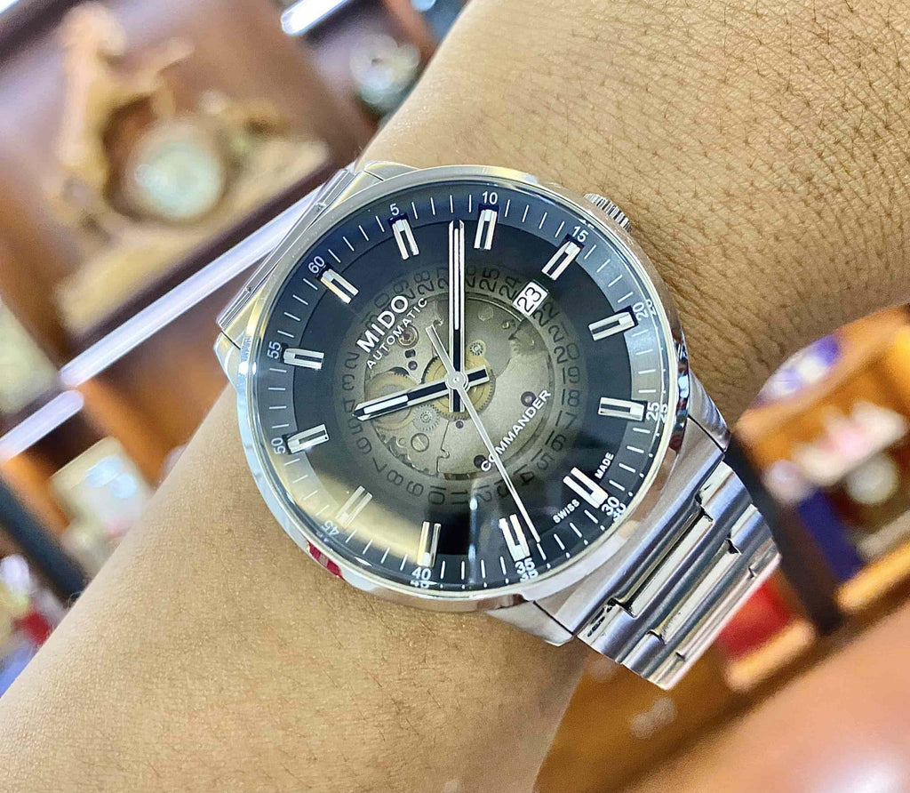 Mido Commander Automatic Gradient Black Dial Silver Steel Strap Watch For Men - M021.407.11.411.00 Buy Now By Mido