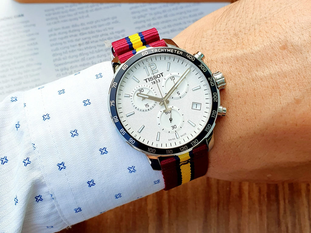 Tissot Quickster Chronograph NBA Miami Heat Edition White Dial Two Tone NATO Strap Watch for Men - T095.417.17.037.08 Buy Now By Tissot