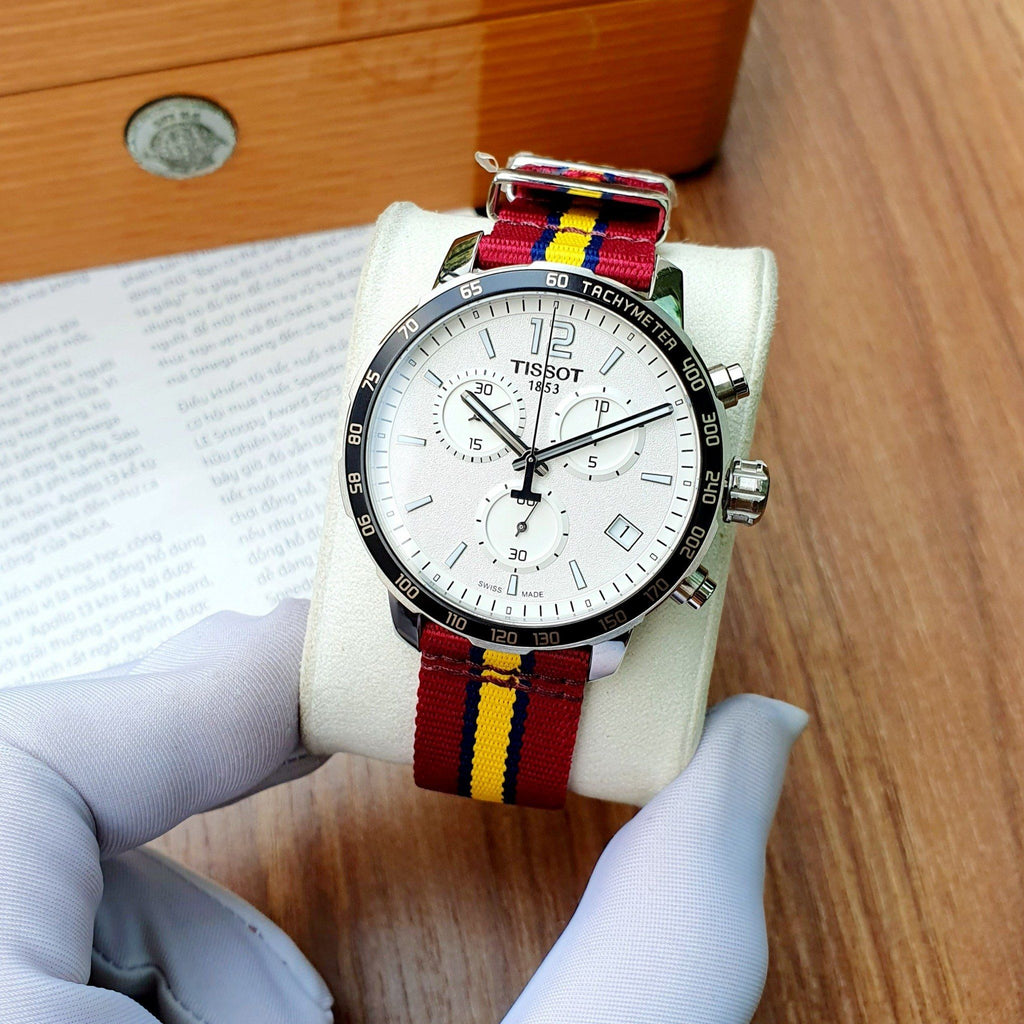 Tissot Quickster Chronograph NBA Miami Heat Edition White Dial Two Tone NATO Strap Watch for Men - T095.417.17.037.08 Buy Now By Tissot