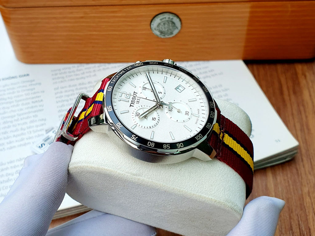 Tissot Quickster Chronograph NBA Miami Heat Edition White Dial Two Tone NATO Strap Watch for Men - T095.417.17.037.08 Buy Now By Tissot