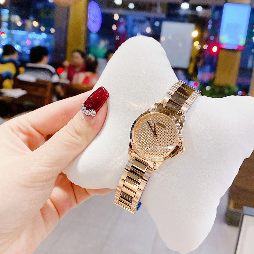 Gucci G Timeless Quartz Rose Gold Dial Rose Gold Steel Strap Watch For Women - YA126567 Buy Now By Gucci