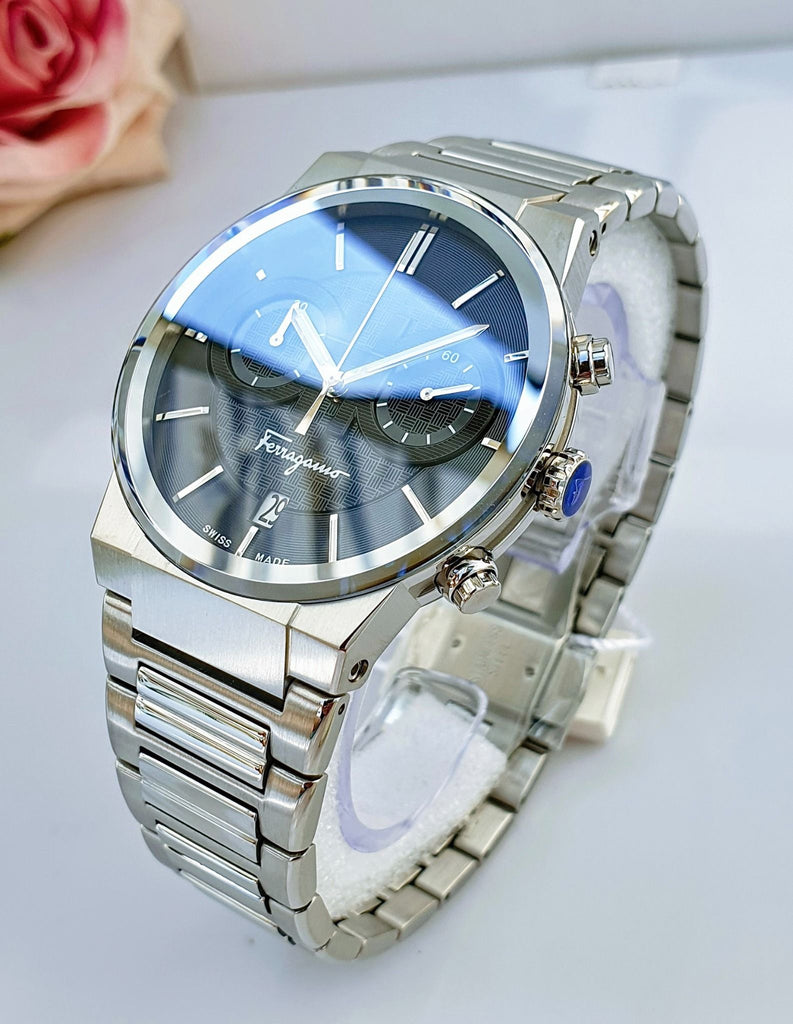 Salvatore Ferragamo Sapphire Chrono Blue Dial Silver Steel Strap Watch for Men - SFME01123 Buy Now By Salvatore Ferragamo