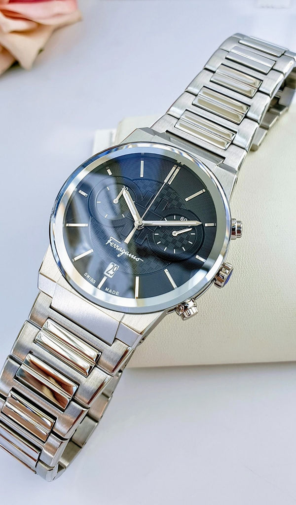 Salvatore Ferragamo Sapphire Chrono Blue Dial Silver Steel Strap Watch for Men - SFME01123 Buy Now By Salvatore Ferragamo