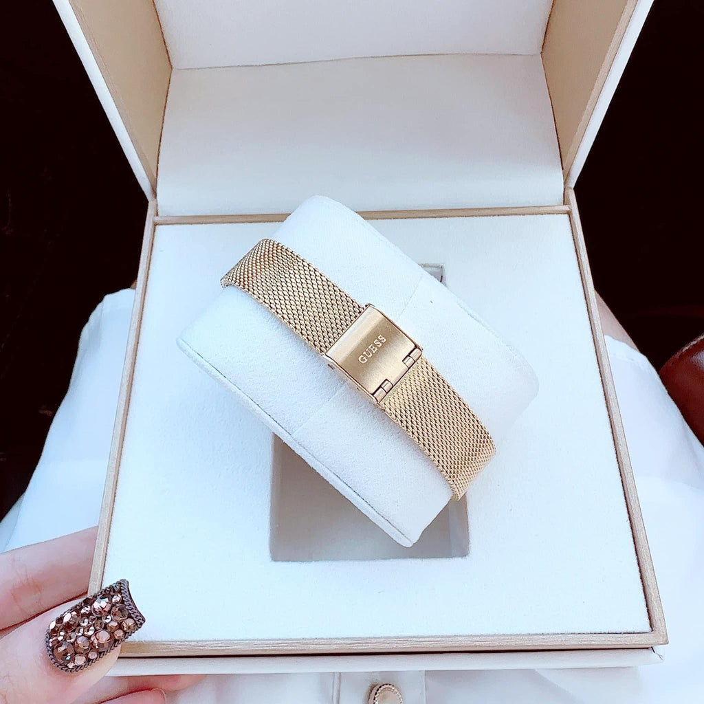 Guess Dream Crystals Rose Gold Dial Rose Gold Mesh Bracelet Watch For Women - GW0550L3 Buy Now By Guess
