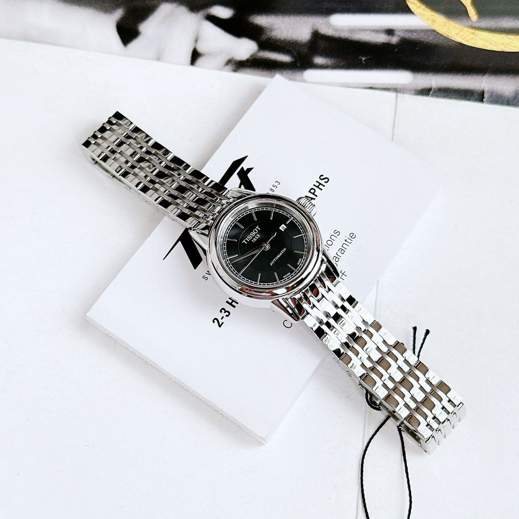 Tissot Carson Automatic Black Dial Silver Steel Strap Watch For Women - T085.207.11.051.00 Buy Now By Tissot