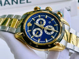Versace V-Ray Chronograph Quartz Blue Dial Two Tone Steel Strap Watch For Men - VE2I01021 Buy Now By Versace