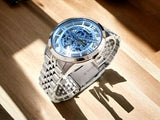 Fossil Townsman Automatic Skeleton Blue Dial Silver Steel Strap Watch for Men - ME3073 Buy Now By Fossil