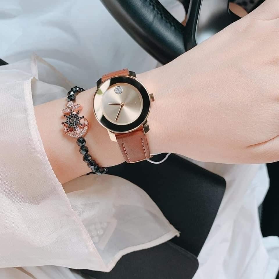 Movado Bold Gold Dial Brown Leather Strap Watch for Women - 3600437 Buy Now By Movado