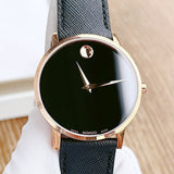 Movado Museum Classic Black Dial Black Leather Strap Watch for Men - 0607196 Buy Now By Movado