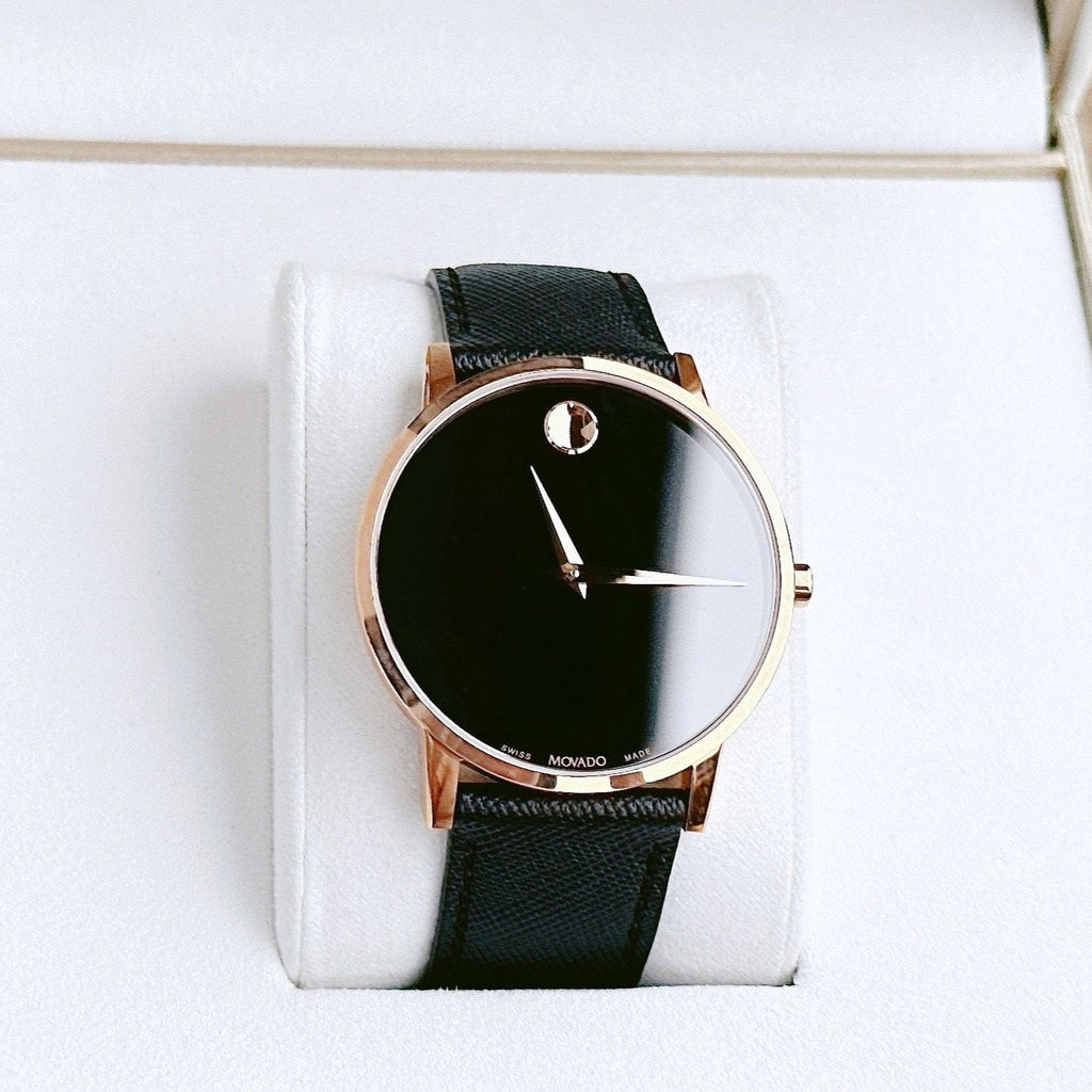 Movado Museum Classic Black Dial Black Leather Strap Watch for Men - 0607196 Buy Now By Movado