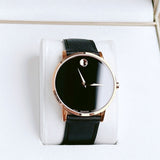 Movado Museum Classic Black Dial Black Leather Strap Watch for Men - 0607196 Buy Now By Movado