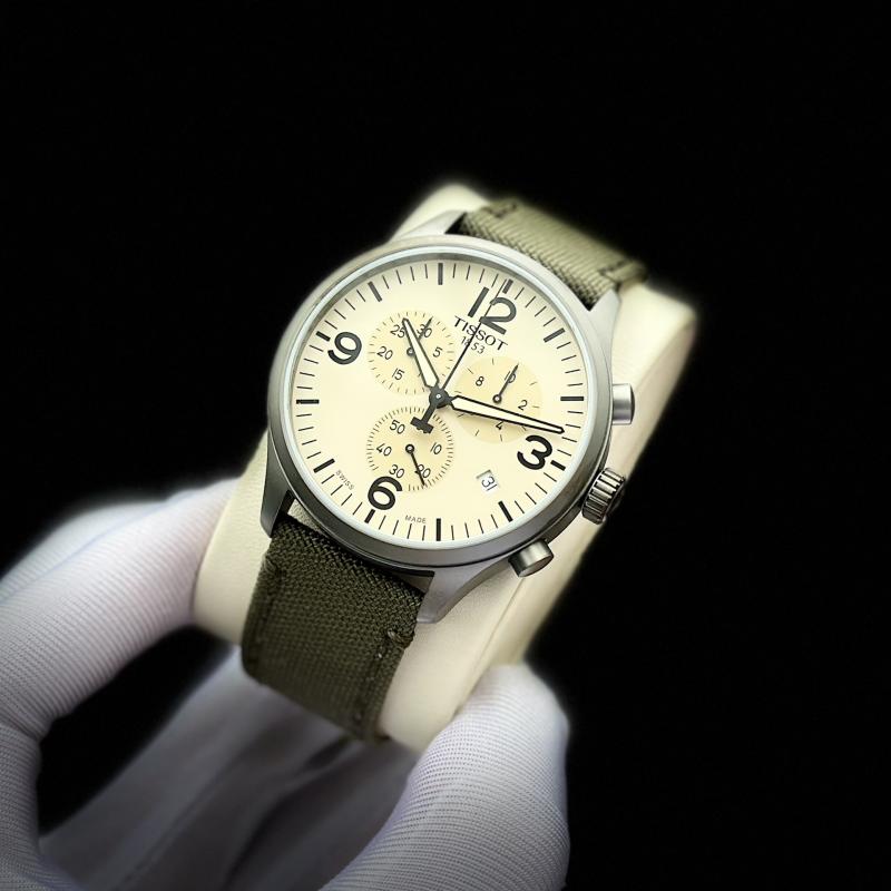 Tissot T Sport Chrono XL Beige Dial Green Nylon Strap Watch for Men - T116.617.37.267.00 Buy Now By Tissot