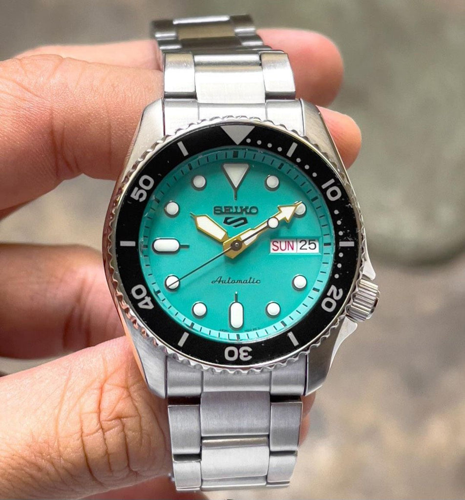 Seiko 5 Sports SKX Midi Automatic Teal Dial Silver Steel Strap Watch For Men - SRPK33K1 Buy Now By Seiko