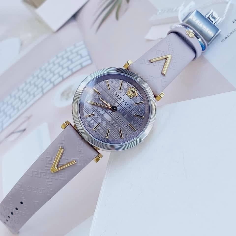 Versace V-Twist Quartz Purple Dial Purple Leather Strap Watch for Women - VELS00219 Buy Now By Versace