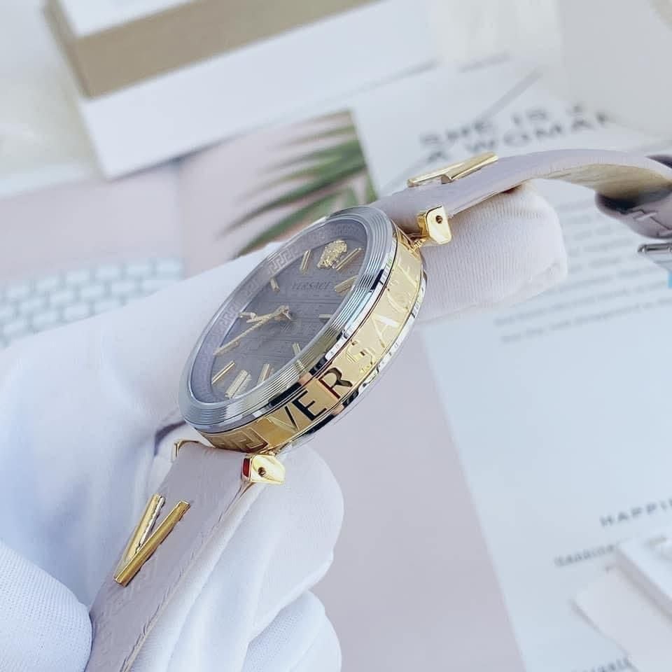 Versace V-Twist Quartz Purple Dial Purple Leather Strap Watch for Women - VELS00219 Buy Now By Versace