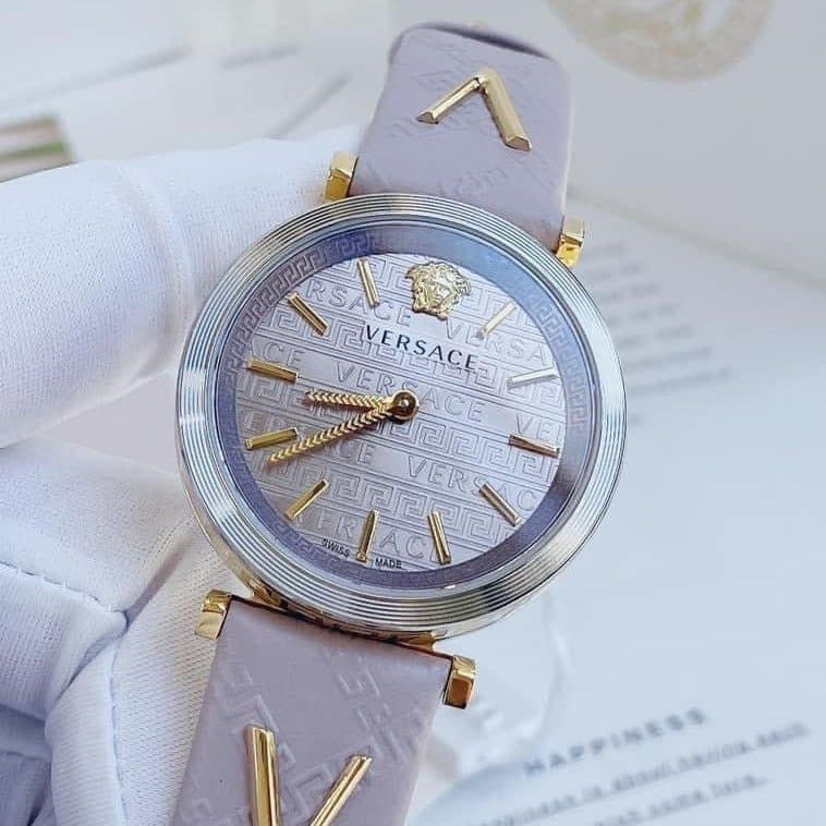 Versace V-Twist Quartz Purple Dial Purple Leather Strap Watch for Women - VELS00219 Buy Now By Versace