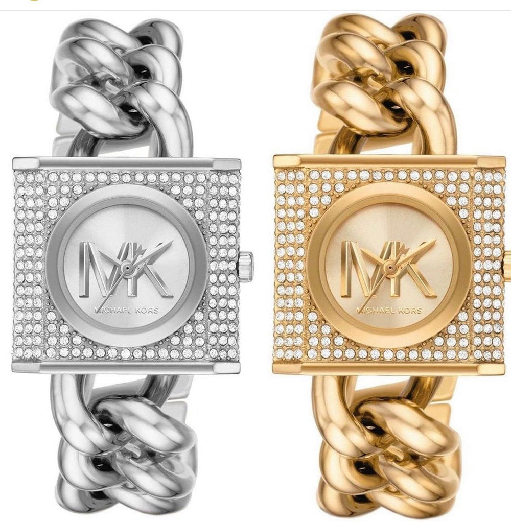 Michael Kors Chain Lock Pave Silver Dial Silver Steel Strap Watch For Women - MK4718 Buy Now By Michael Kors